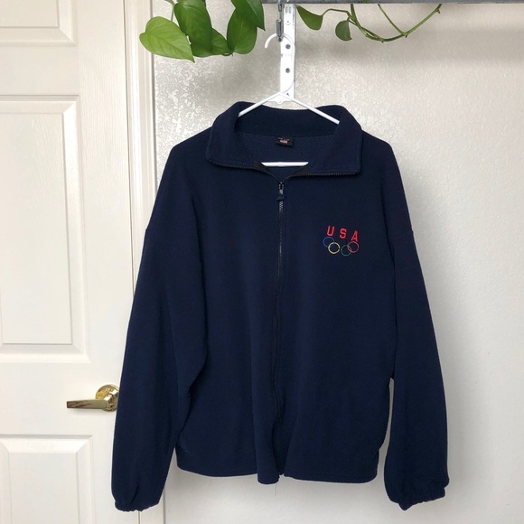Vintage USA Olympic Zip Up Fleece Sweater - Picture 1 of 4